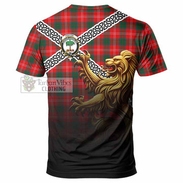Fenton Crest Tartan T-Shirt with Golden Lion Emblem Celtic Style - Tartan Vibes Clothing