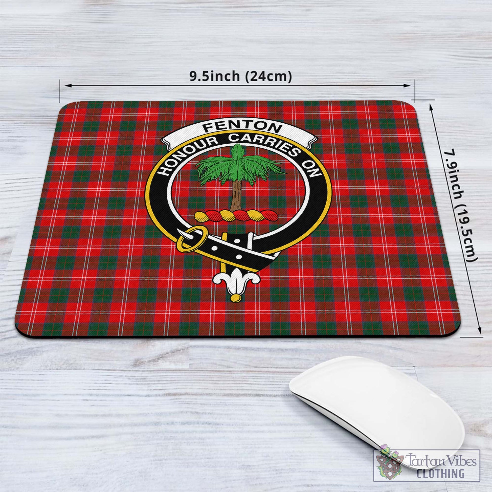 Tartan Vibes Clothing Fenton Tartan Mouse Pad with Family Crest