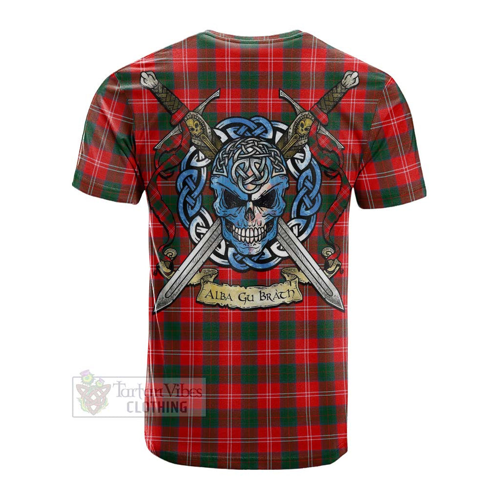 Tartan Vibes Clothing Fenton Tartan Cotton T-shirt with Family Crest Celtic Skull Style