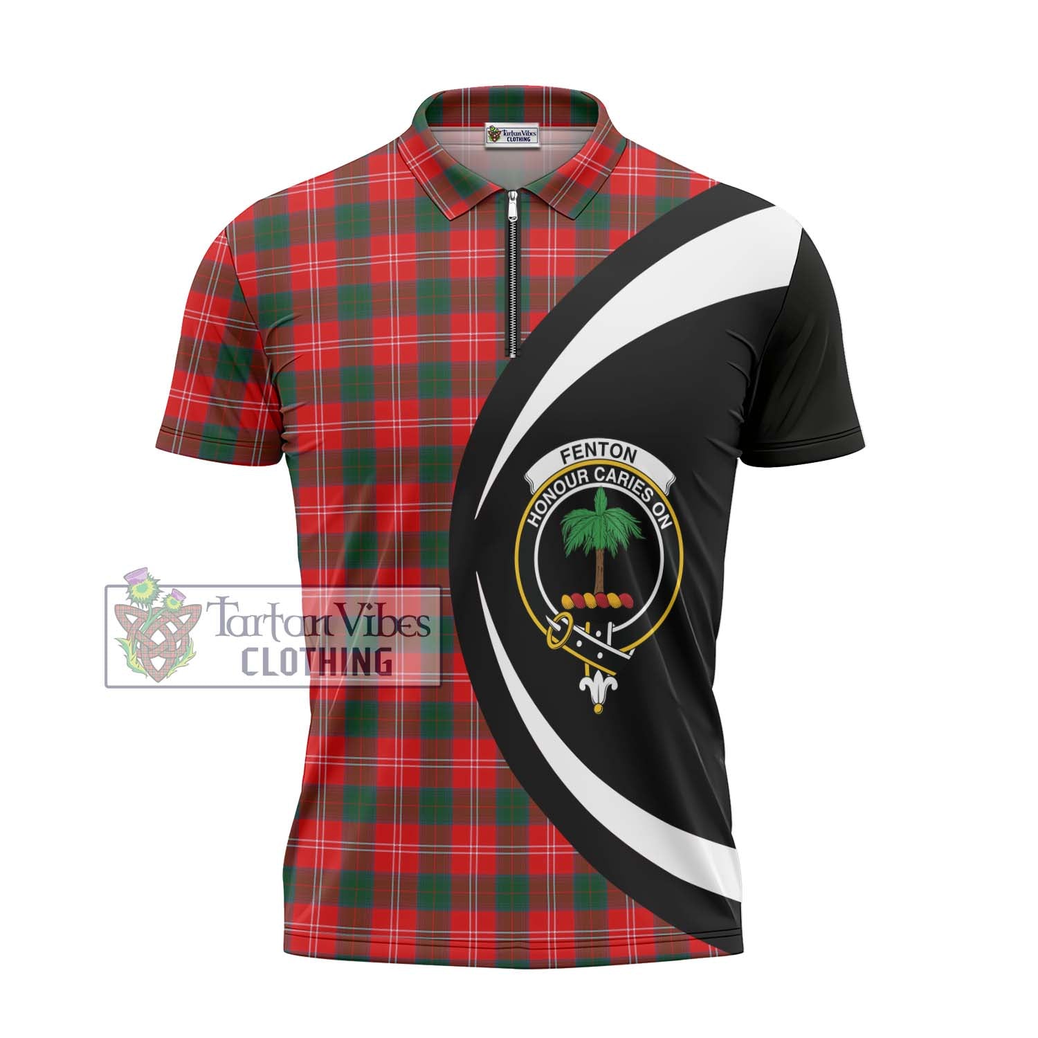 Tartan Vibes Clothing Fenton Tartan Zipper Polo Shirt with Family Crest Circle Style