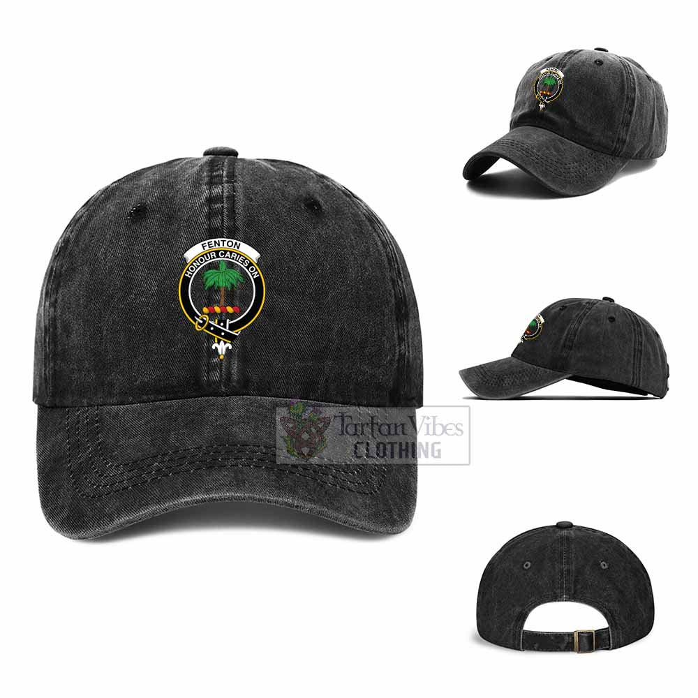 Fenton Family Crest Denim Baseball Cap - 2D-tartanvibesclothing