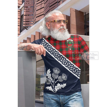 Fenton Tartan Cotton T-shirt Featuring Thistle and Scotland Map