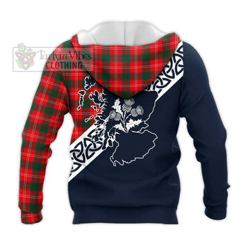 Fenton Tartan Knitted Hoodie Featuring Thistle and Scotland Map