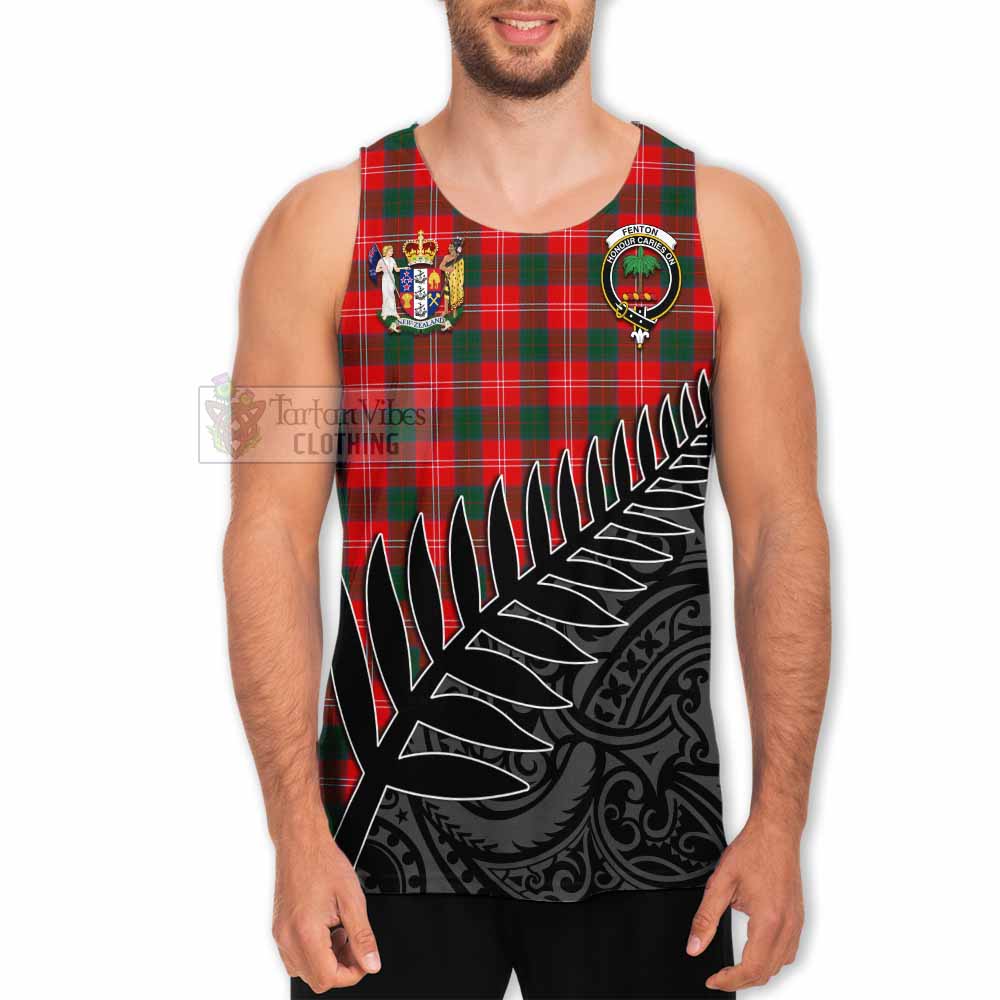 Tartan Vibes Clothing Fenton Crest Tartan Men's Tank Top with New Zealand Silver Fern Half Style