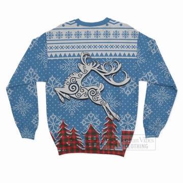 Fenton Clan Christmas Sweatshirt Celtic Reindeer Style - Tartan Vibes Clothing