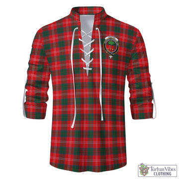 Fenton Tartan Men's Scottish Traditional Jacobite Ghillie Kilt Shirt with Family Crest