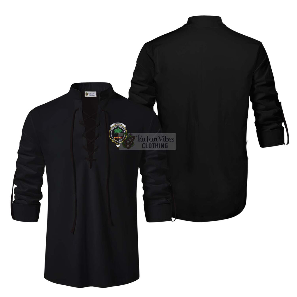 Fenton Clan Crest Ghillie Kilt Shirt Men Black - 2D-tartanvibesclothing