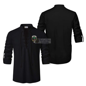 Fenton Clan Crest Ghillie Kilt Shirt Men Black - 2D-tartanvibesclothing