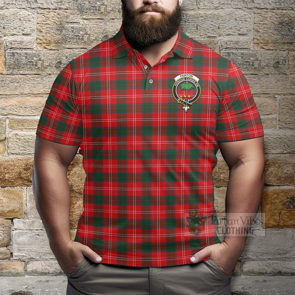 Tartan Vibes Clothing Fenton Tartan Polo Shirt with Family Crest and Bearded Skull Holding Bottles of Whiskey