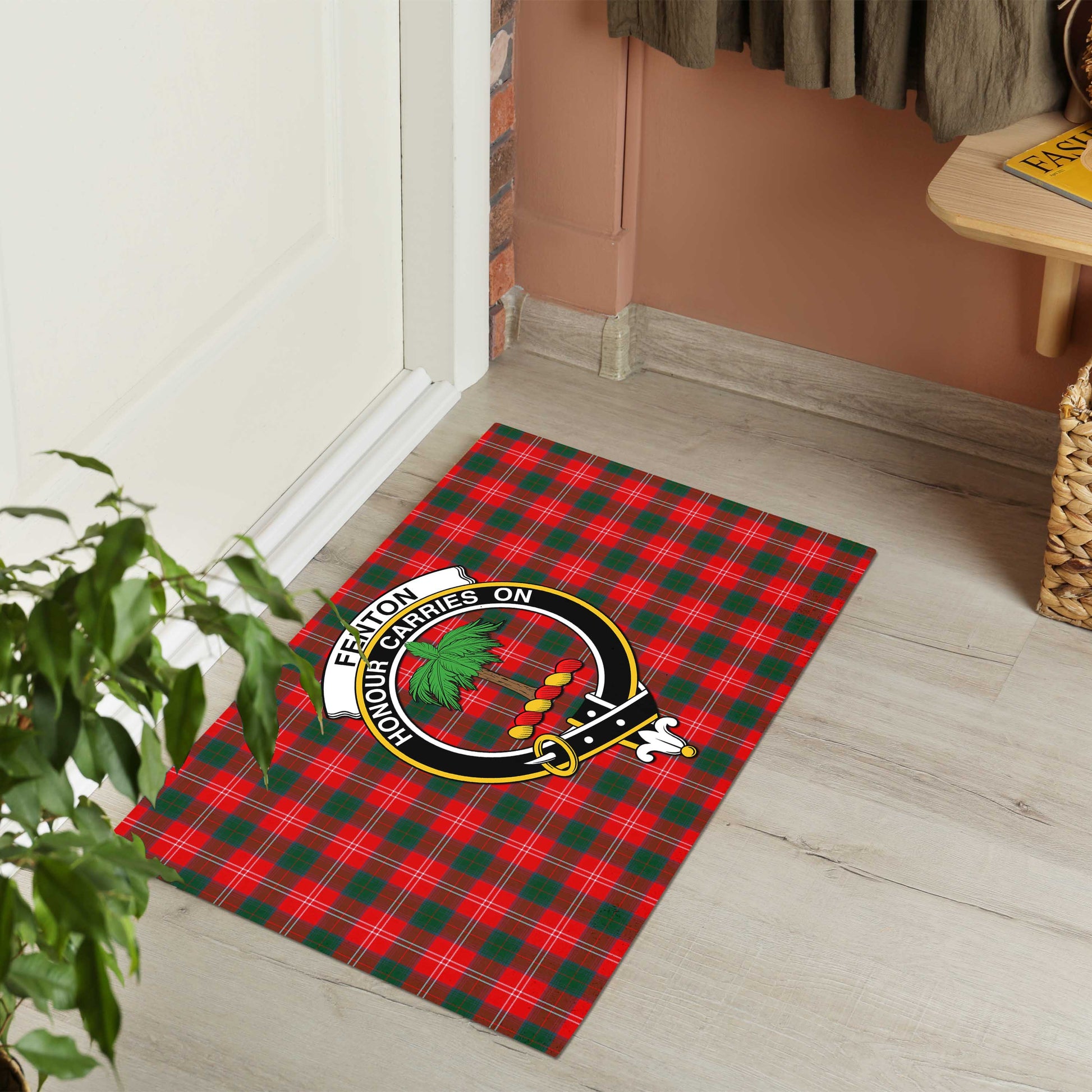 Fenton Tartan Door Mat with Family Crest - Tartanvibesclothing