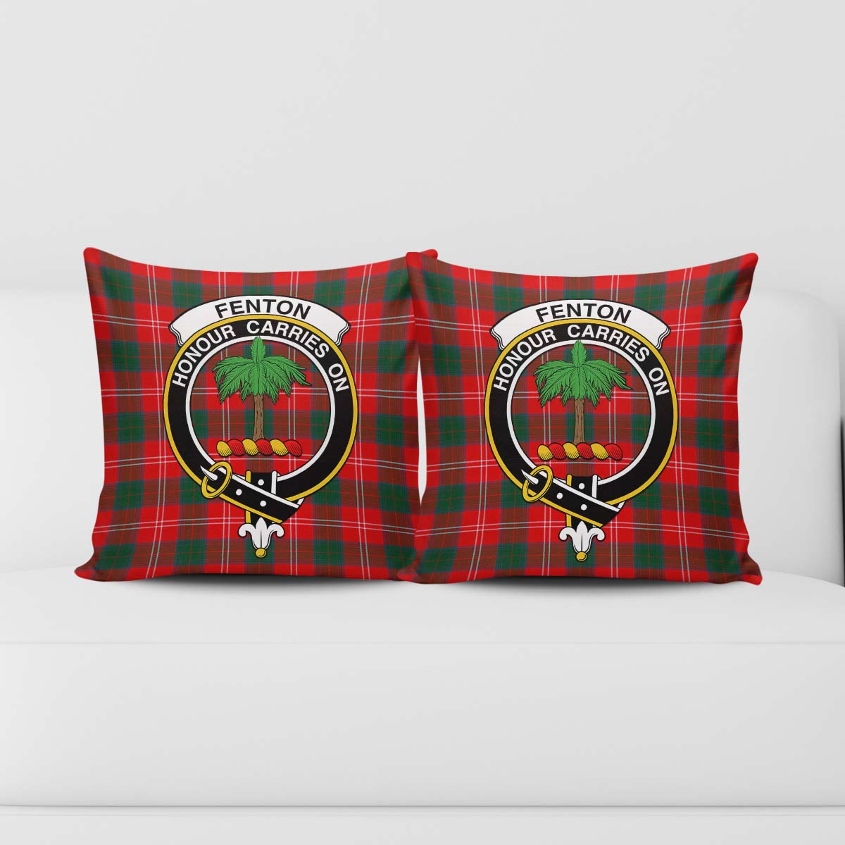 Fenton Tartan Pillow Cover with Family Crest - Tartanvibesclothing