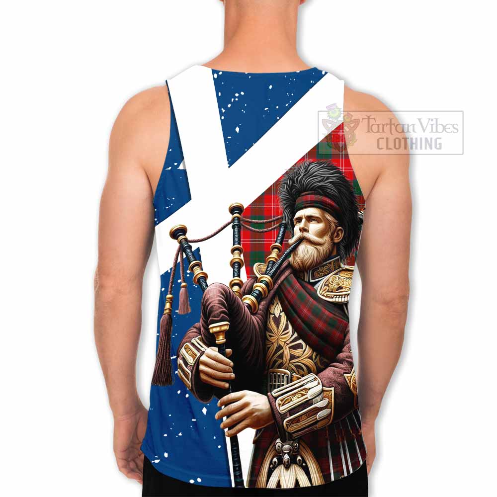 Fenton Tartan Men's Tank Top with Family Crest Scottish Bagpiper Vibes