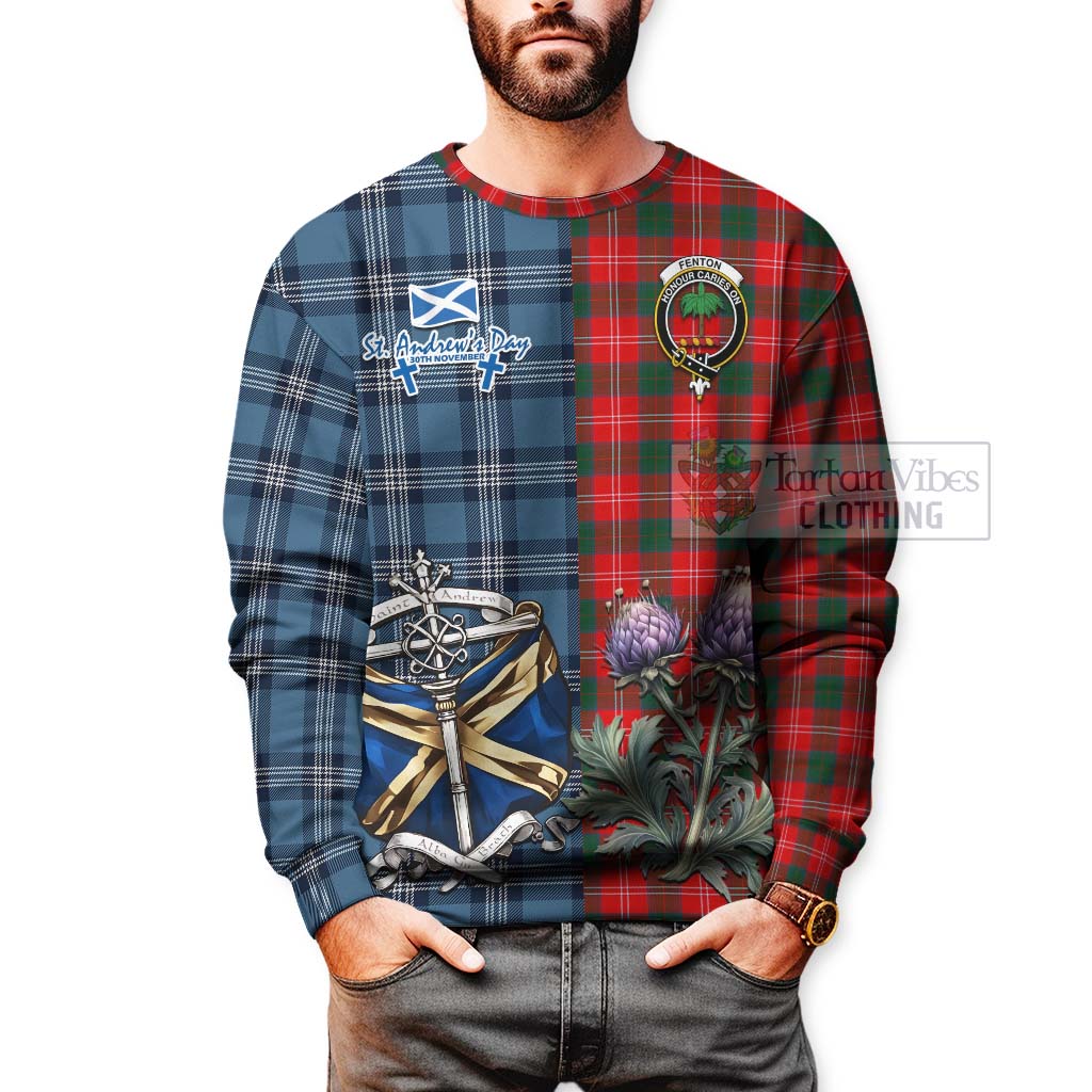 Fenton Tartan Sweatshirt Happy St. Andrew's Day Half Tartan Style - Tartan Vibes Clothing