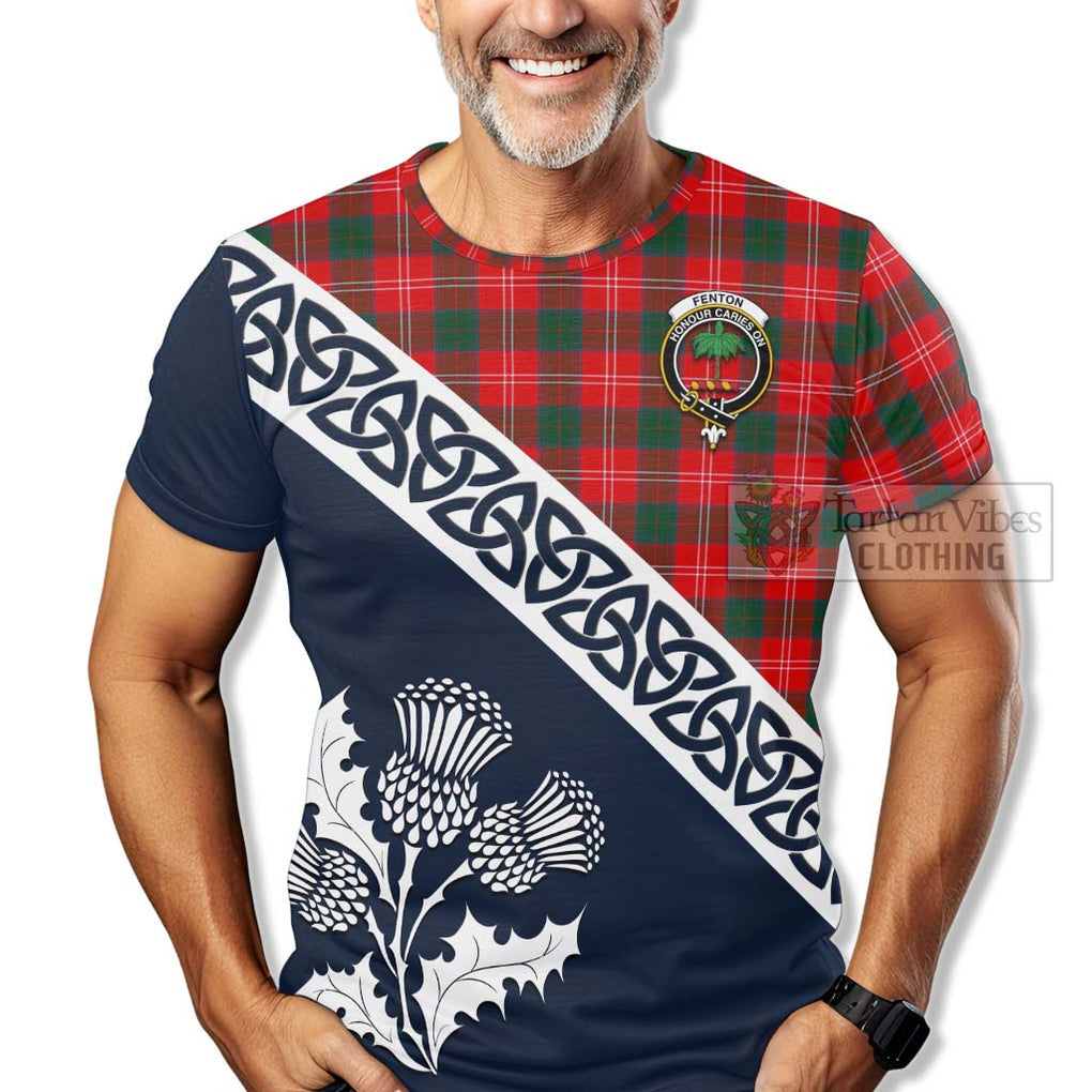 Fenton Tartan T-Shirt Featuring Thistle and Scotland Map