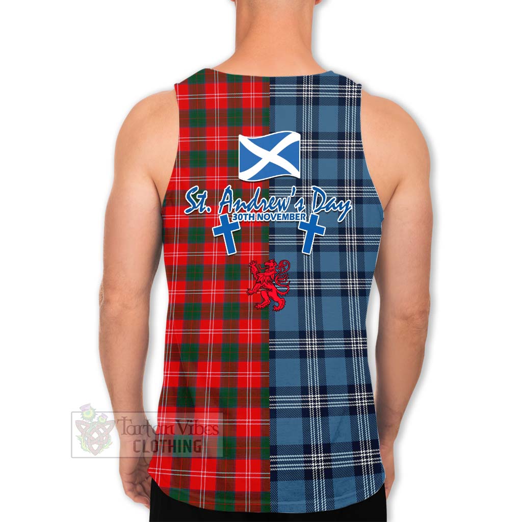 Tartan Vibes Clothing Fenton Tartan Men's Tank Top Happy St. Andrew's Day Half Tartan Style