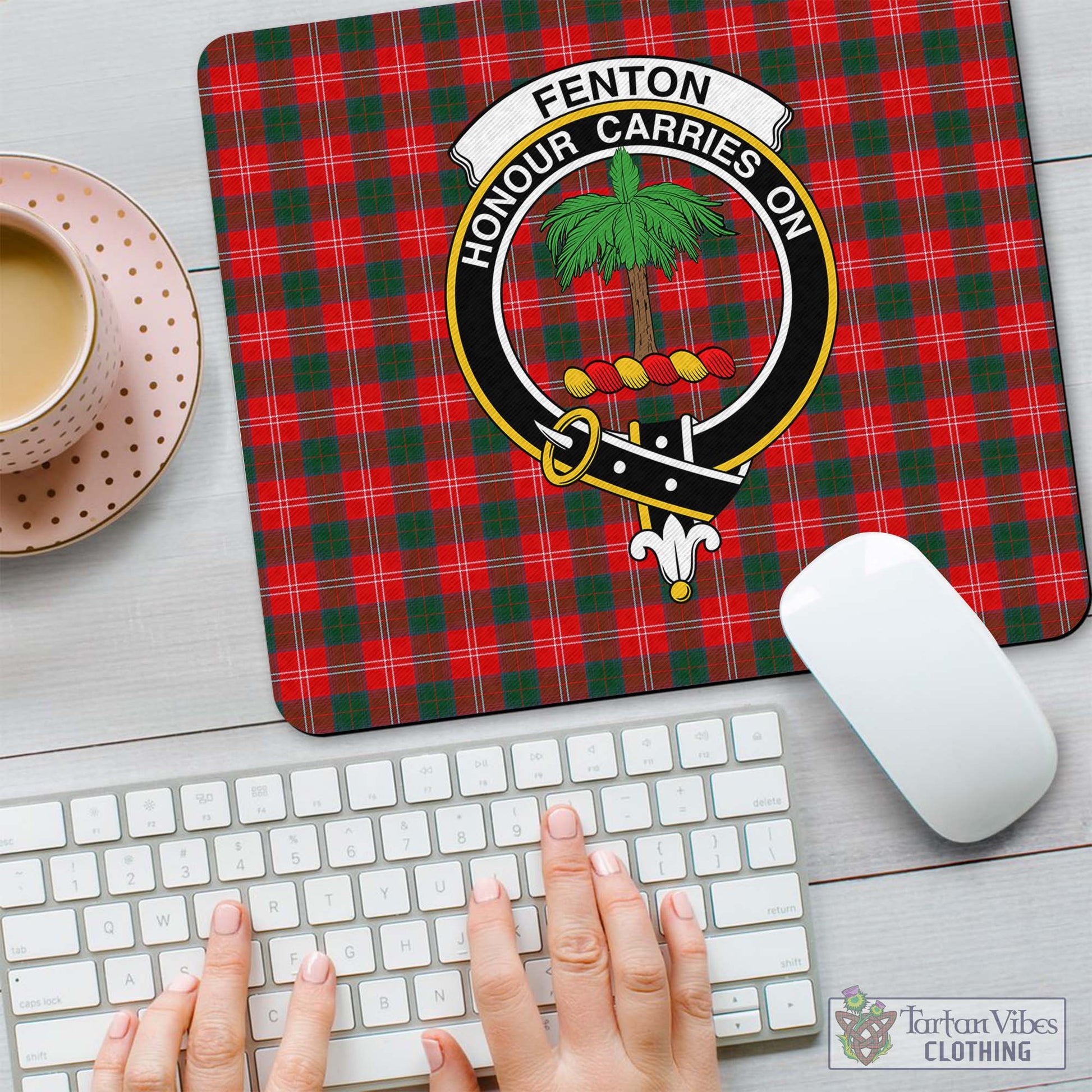 Tartan Vibes Clothing Fenton Tartan Mouse Pad with Family Crest