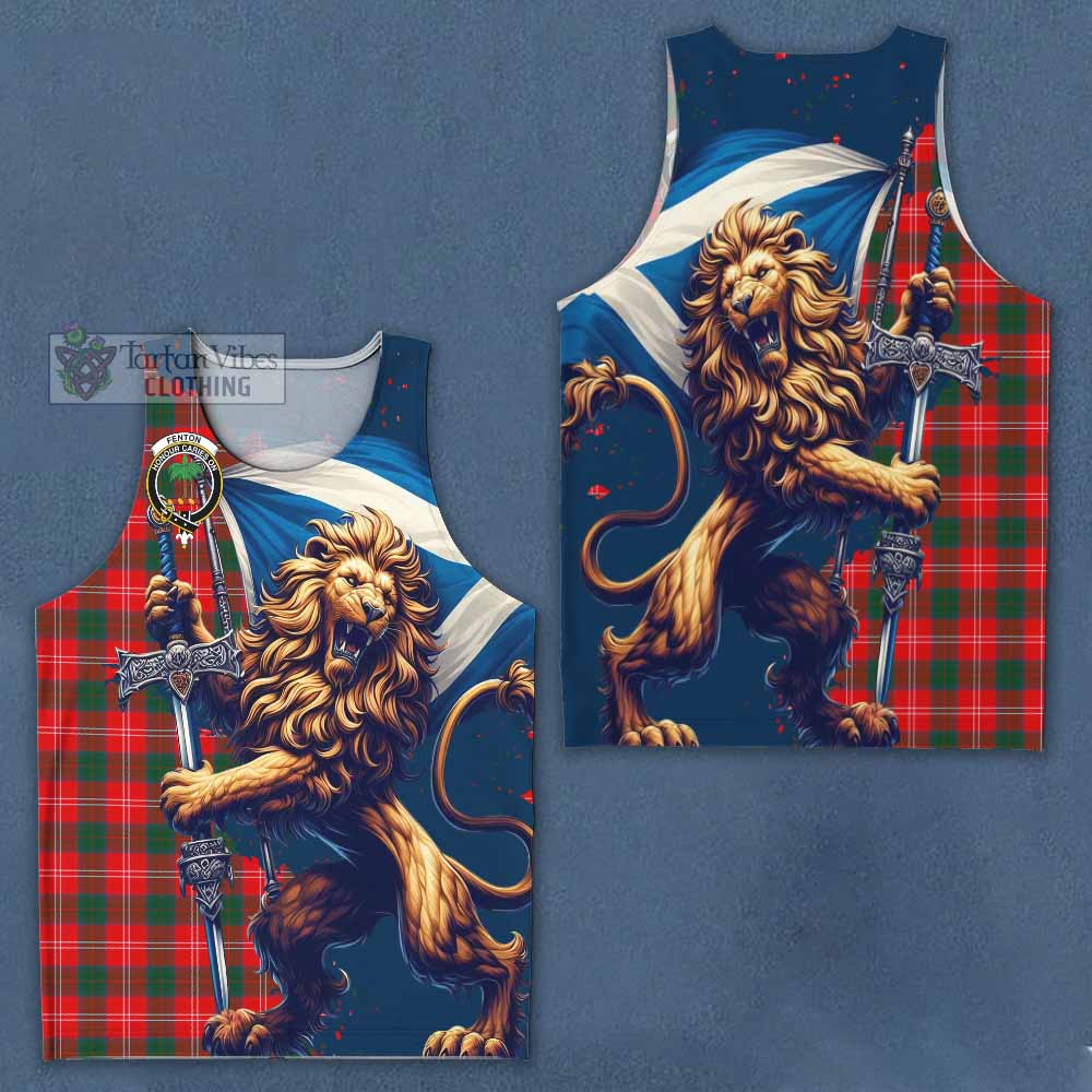 Tartan Vibes Clothing Fenton Tartan Family Crest Men's Tank Top with Scottish Majestic Lion