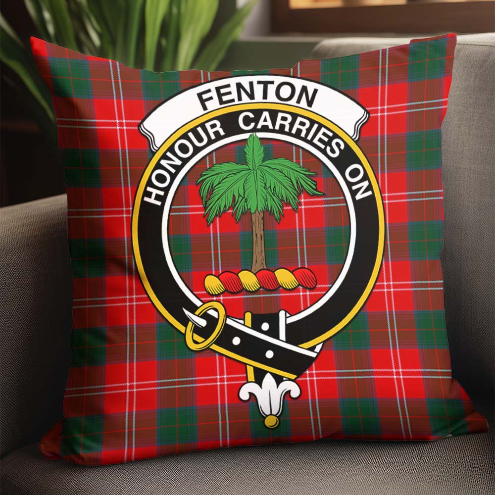 Fenton Tartan Pillow Cover with Family Crest - Tartanvibesclothing