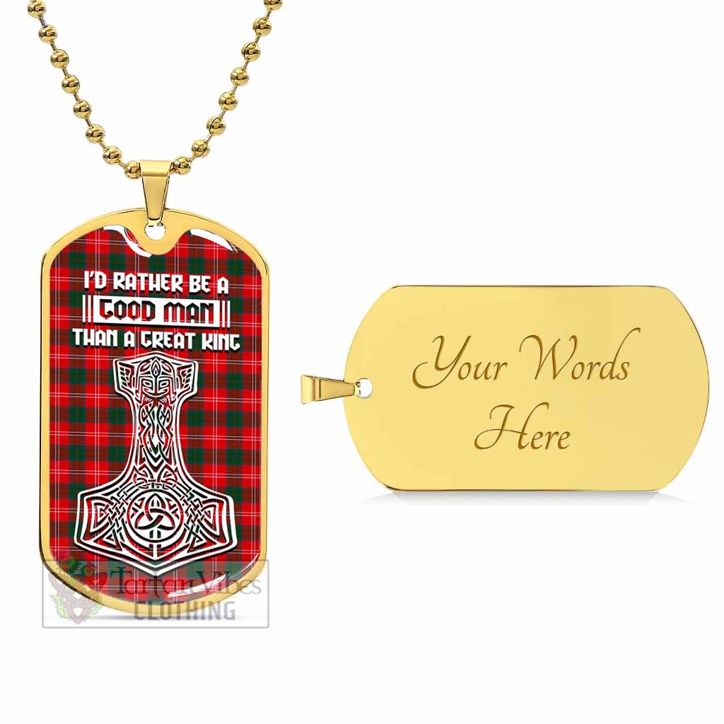 Fenton Tartan Dog Tag Necklace Viking Mjolnir Style Gold Yes - Tartan Vibes Clothing