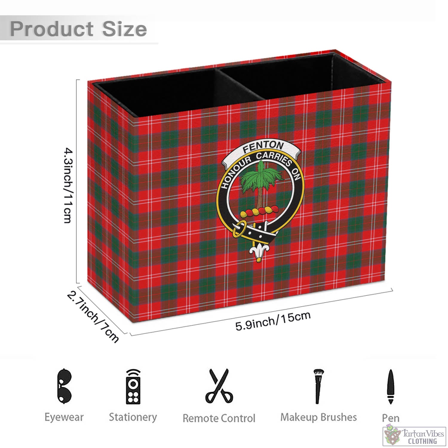 Tartan Vibes Clothing Fenton Tartan Pen Holder with Family Crest