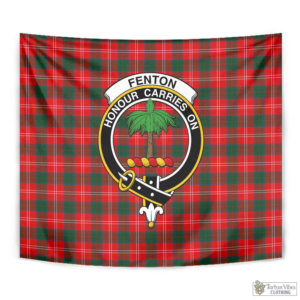 Tartan Vibes Clothing Fenton Tartan Tapestry Wall Hanging and Home Decor for Room with Family Crest