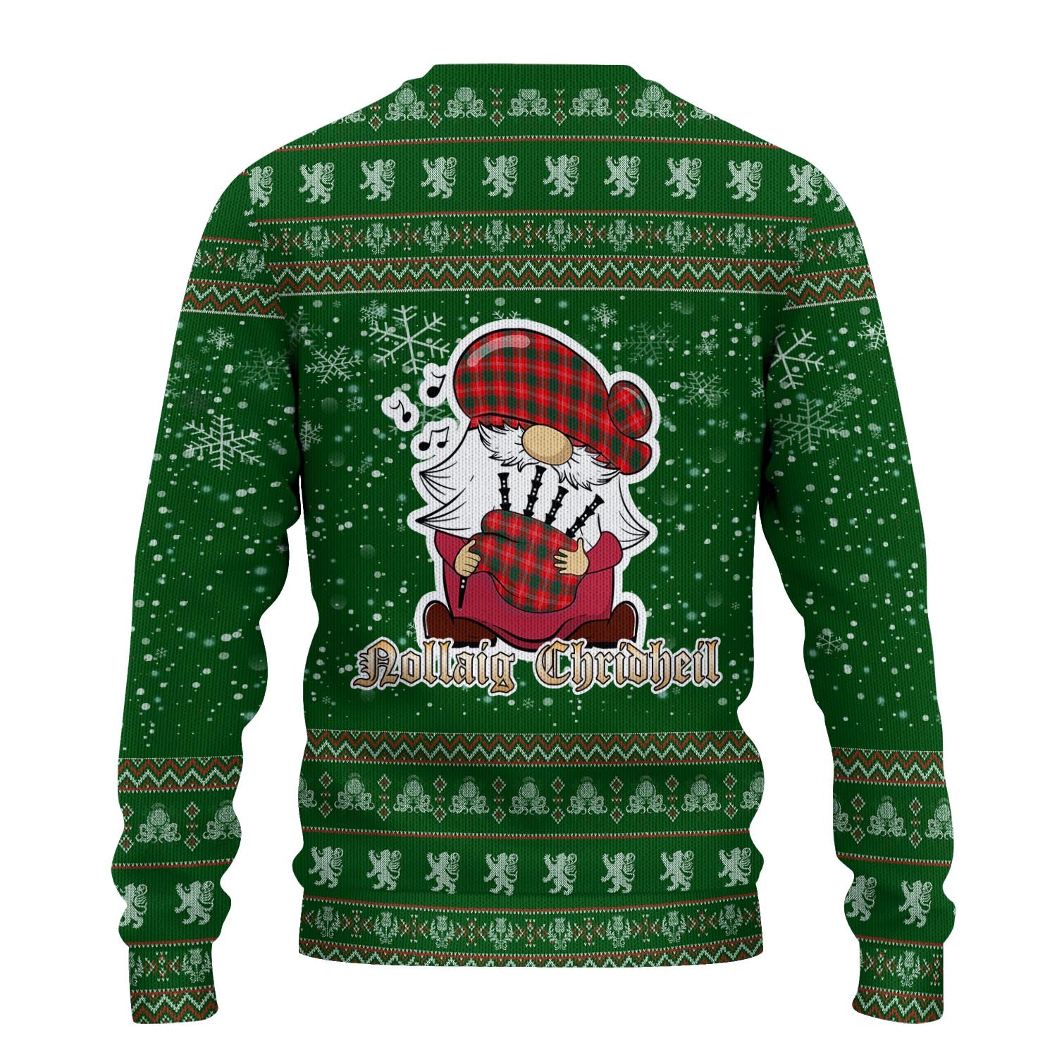 Fenton Clan Christmas Family Knitted Sweater with Funny Gnome Playing Bagpipes - Tartanvibesclothing