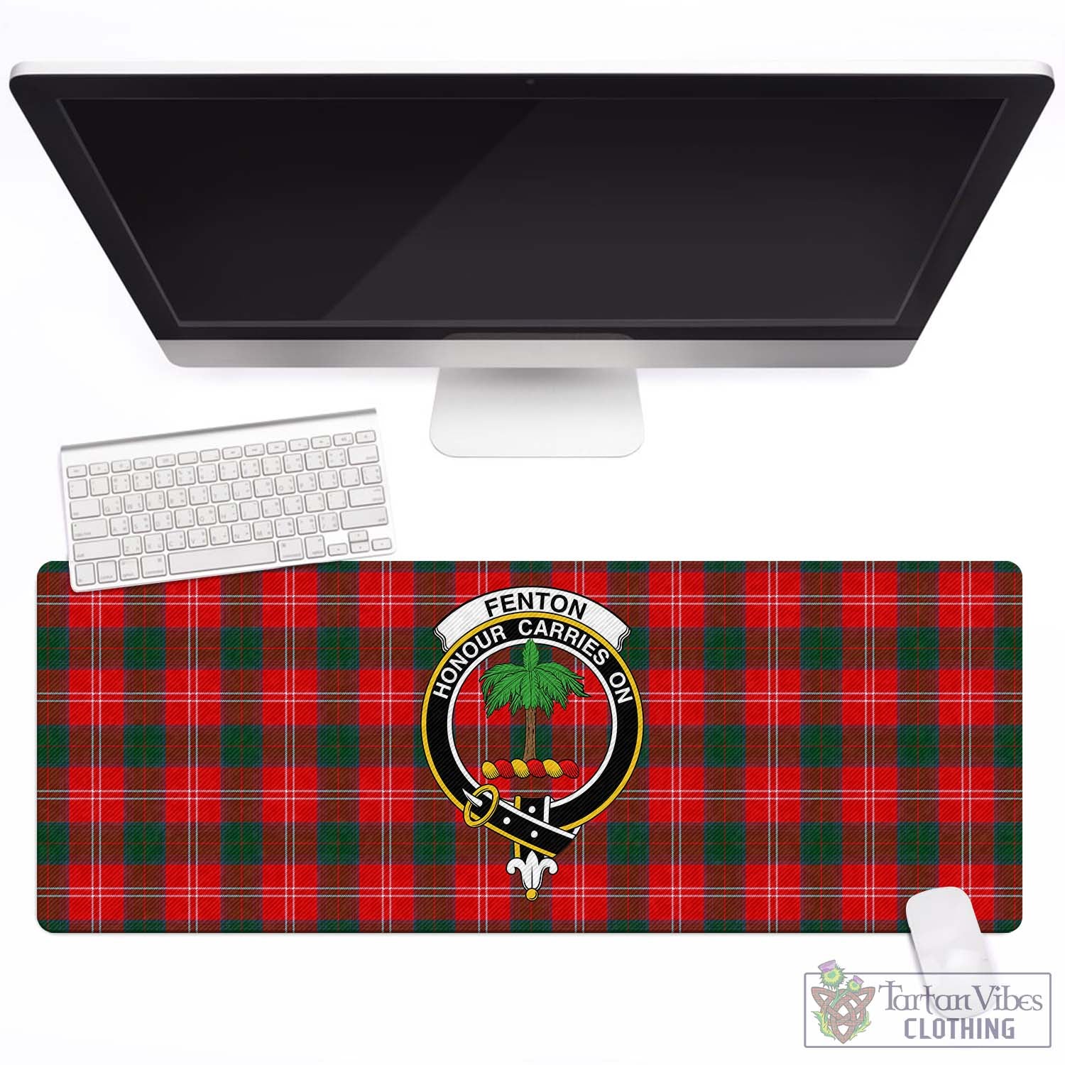 Tartan Vibes Clothing Fenton Tartan Mouse Pad with Family Crest