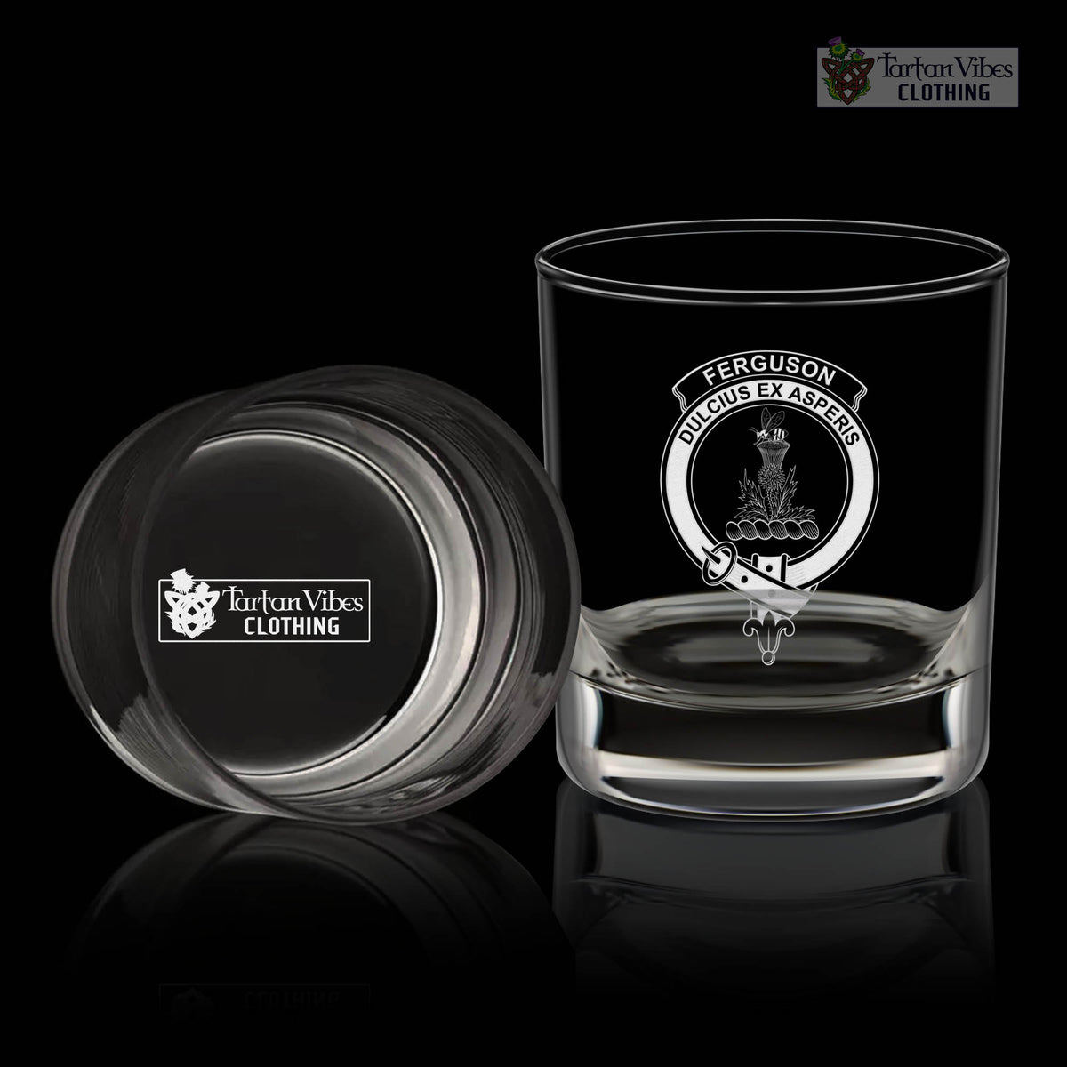 Ferguson (Fergusson) Clan Crest Engraved Whiskey Glass One Size Engraved Glass - 2D-tartanvibesclothing
