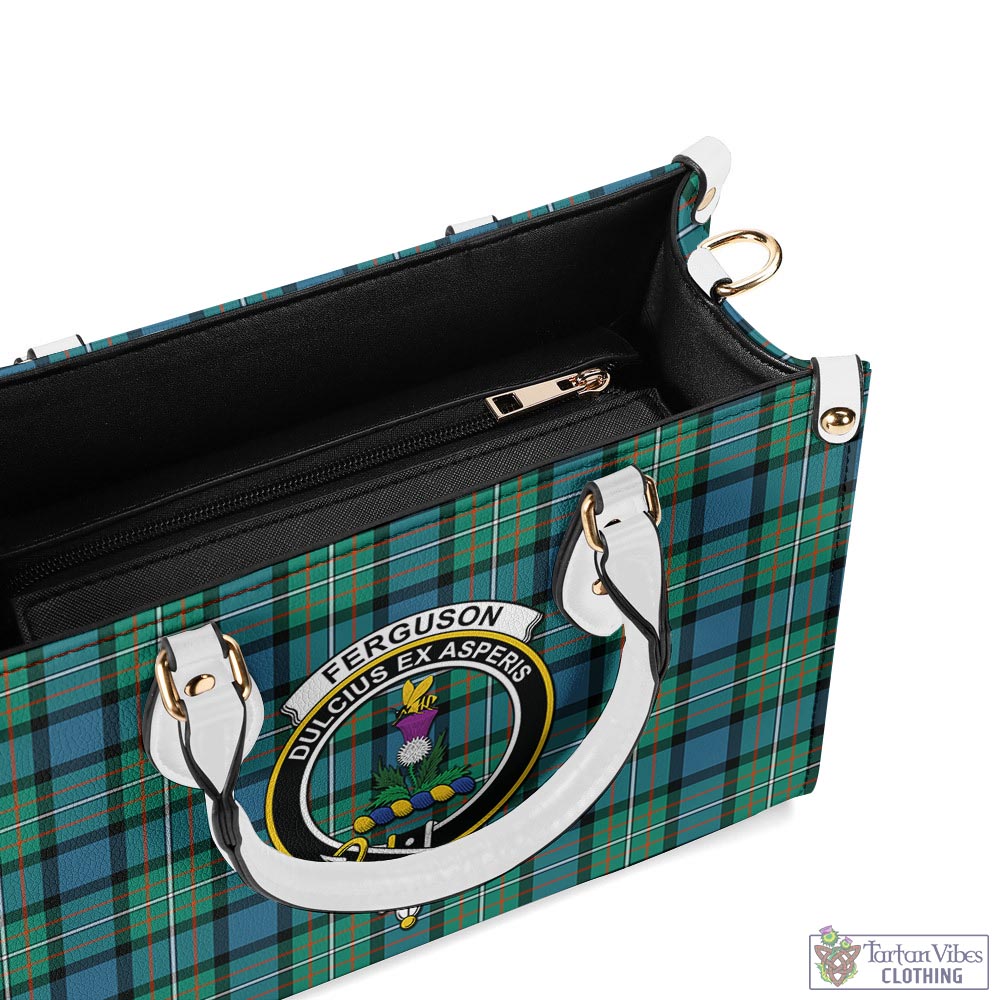 Tartan Vibes Clothing Ferguson Ancient Tartan Luxury Leather Handbags with Family Crest