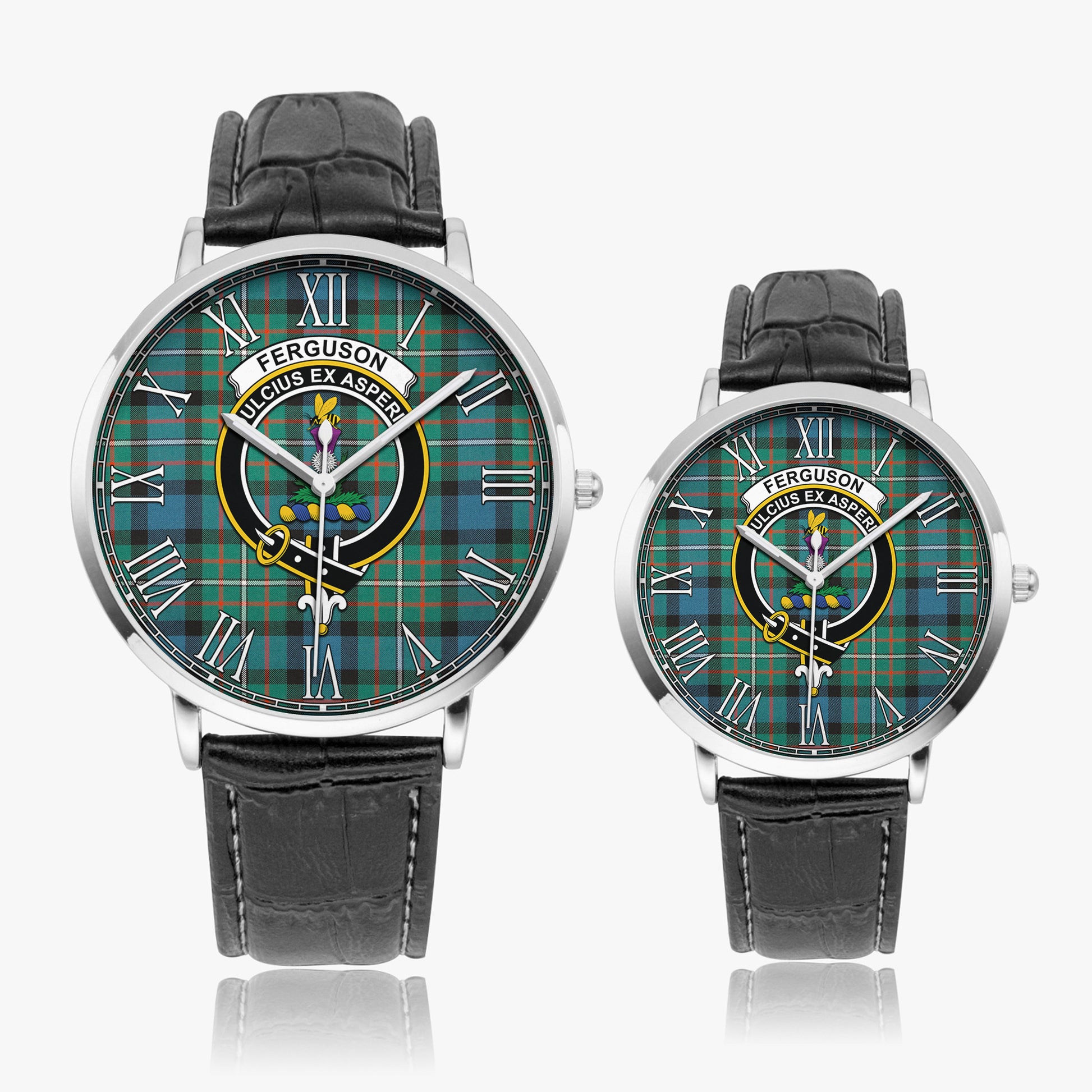 Ferguson Ancient Tartan Family Crest Leather Strap Quartz Watch - Tartanvibesclothing