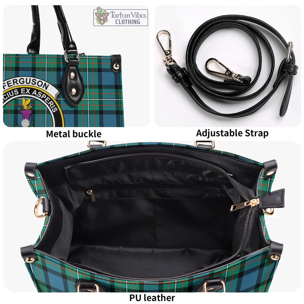 Tartan Vibes Clothing Ferguson Ancient Tartan Luxury Leather Handbags with Family Crest