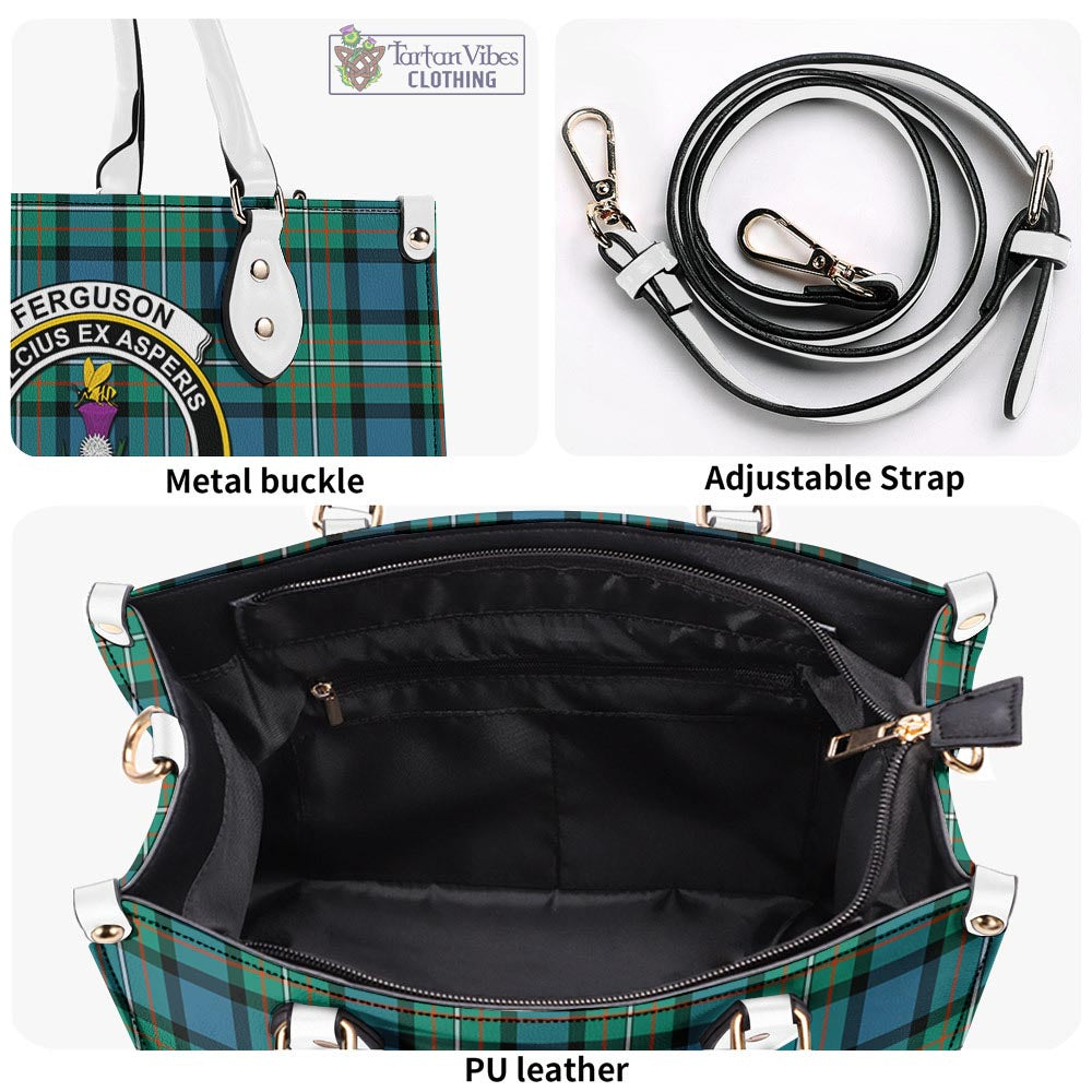 Tartan Vibes Clothing Ferguson Ancient Tartan Luxury Leather Handbags with Family Crest