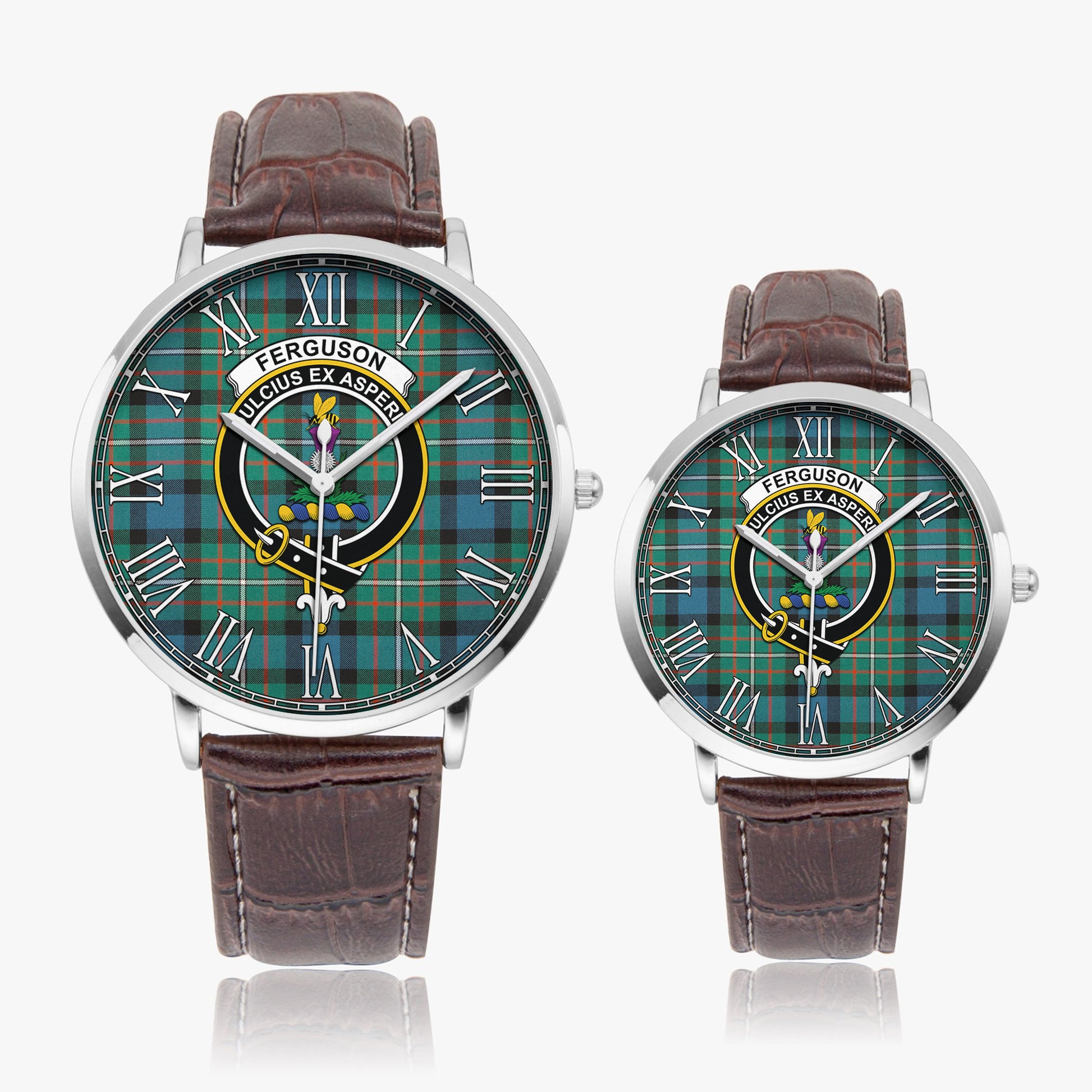 Ferguson Ancient Tartan Family Crest Leather Strap Quartz Watch - Tartanvibesclothing