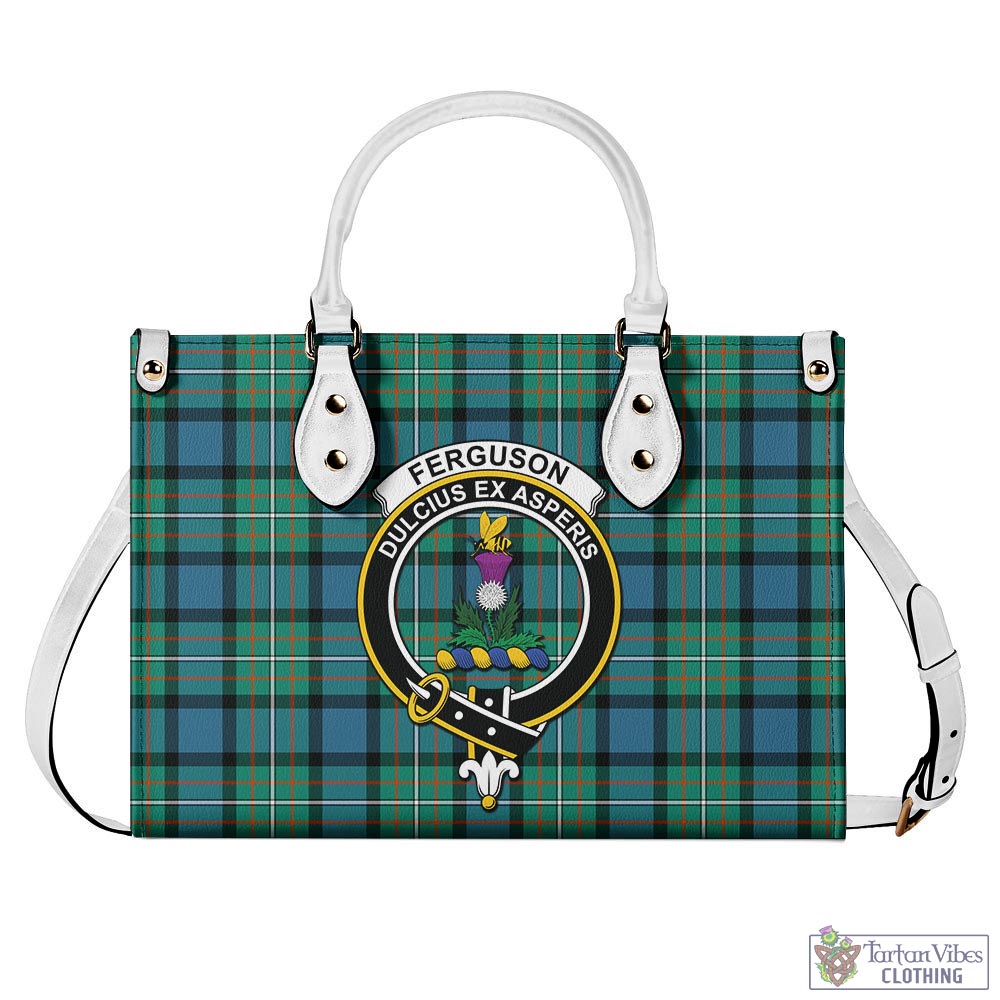 Tartan Vibes Clothing Ferguson Ancient Tartan Luxury Leather Handbags with Family Crest