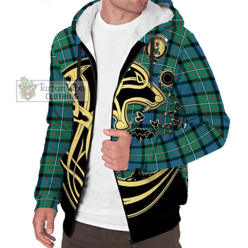 Ferguson (Fergusson) Tartan Sherpa Hoodie with Family Crest Celtic Wolf Style