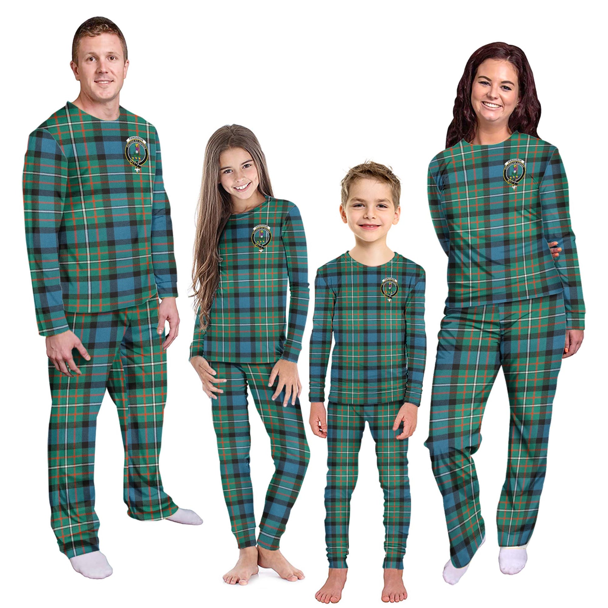 Ferguson (Fergusson) Tartan Pajamas Family Set with Family Crest Kid - Tartan Vibes Clothing