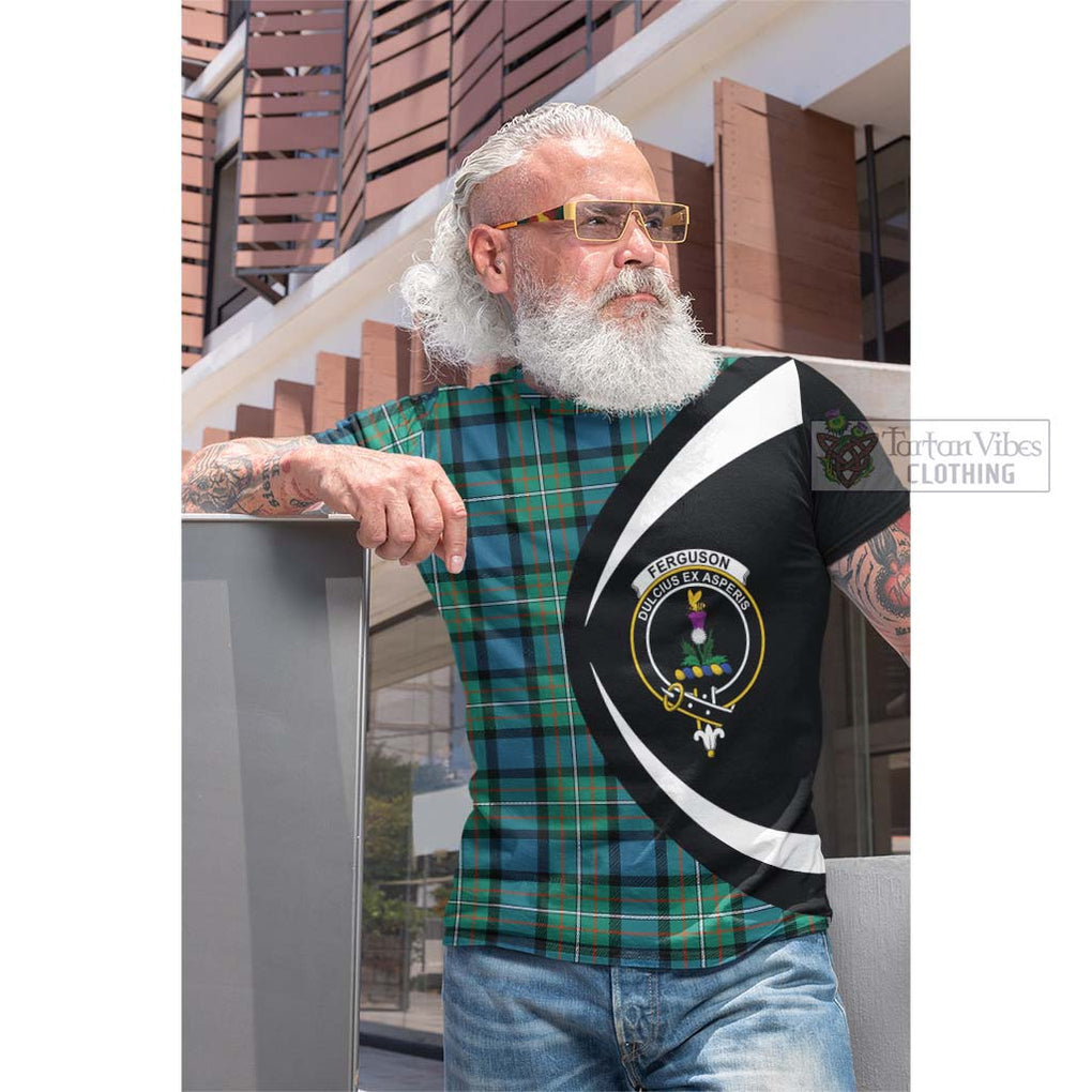 Tartan Vibes Clothing Ferguson Ancient Tartan Cotton T-shirt with Family Crest Circle Style