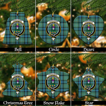 Ferguson (Fergusson) Tartan Christmas Ceramic Ornaments with Family Crest