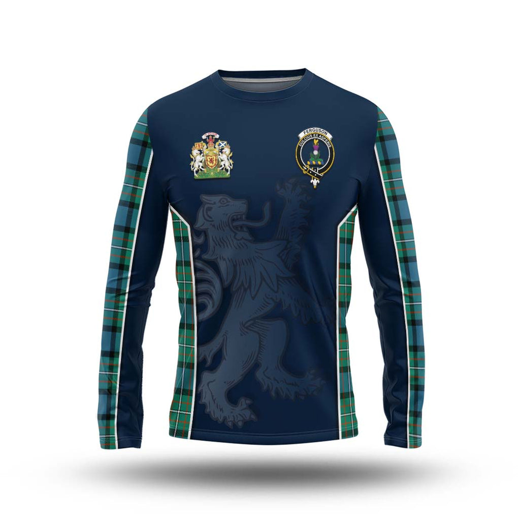 Ferguson (Fergusson) Tartan Long Sleeve T-Shirt with Family Crest and Lion Rampant Vibes Sport Style Unisex - Tartan Vibes Clothing