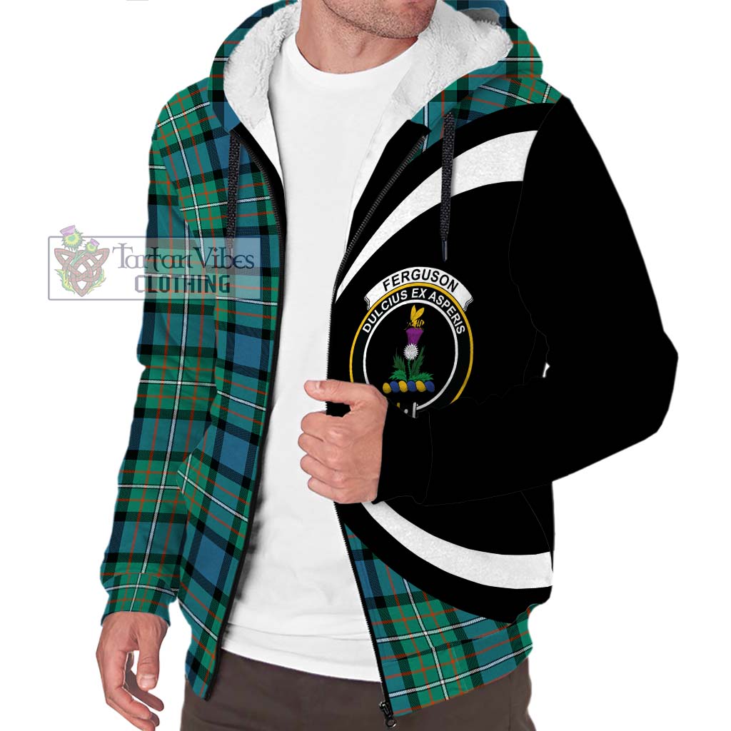 Ferguson (Fergusson) Tartan Sherpa Hoodie with Family Crest Circle Style Unisex S - Tartan Vibes Clothing