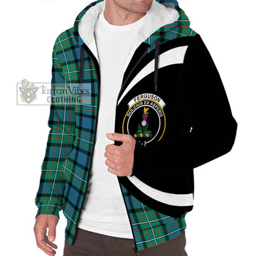 Ferguson (Fergusson) Tartan Sherpa Hoodie with Family Crest Circle Style