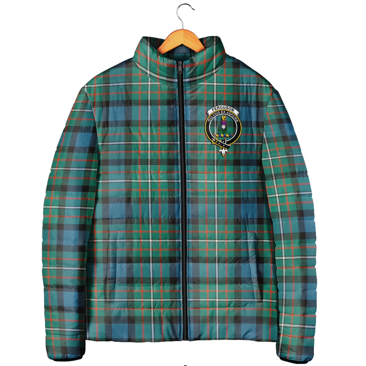 Ferguson (Fergusson) Tartan Padded Jacket with Family Crest Men's Padded Jacket - Tartan Vibes Clothing