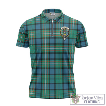 Ferguson (Fergusson) Tartan Zipper Polo Shirt with Family Crest Unisex - Tartan Vibes Clothing