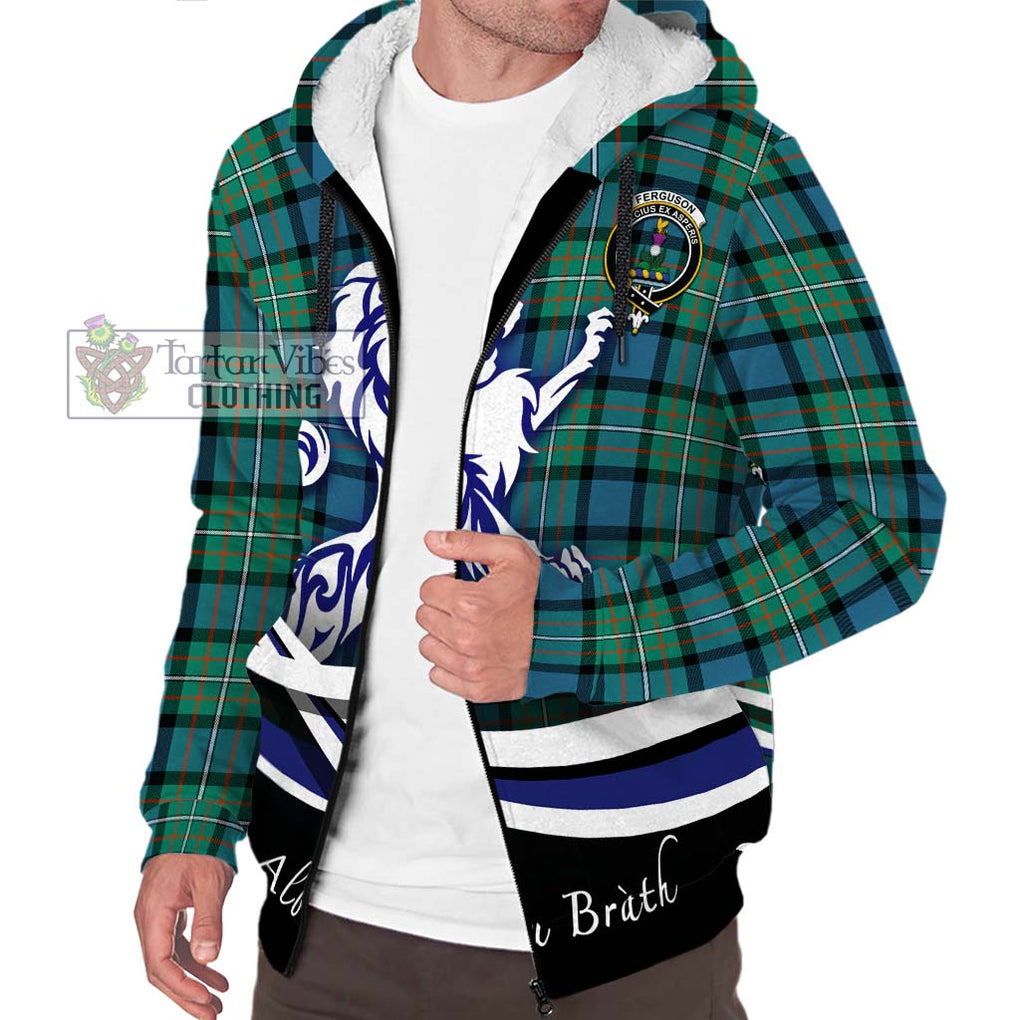 Ferguson (Fergusson) Tartan Sherpa Hoodie with Alba Gu Brath Regal Lion Emblem Unisex S - Tartanvibesclothing Shop