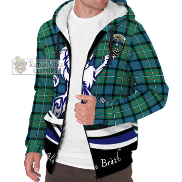 Ferguson (Fergusson) Tartan Sherpa Hoodie with Alba Gu Brath Regal Lion Emblem