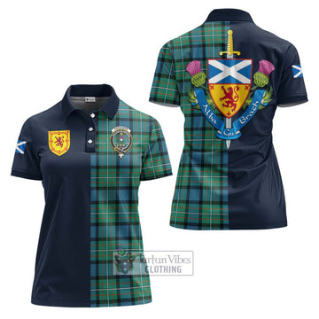 Ferguson (Fergusson) Tartan Women's Polo Shirt Alba with Scottish Lion Royal Arm Half Style Women - Tartan Vibes Clothing