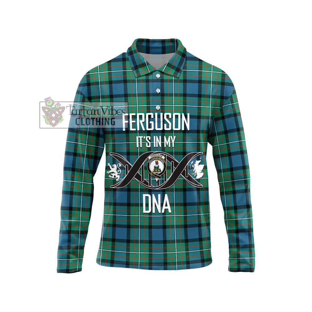 Ferguson (Fergusson) Tartan Long Sleeve Polo Shirt with Family Crest DNA In Me Style Unisex - Tartanvibesclothing Shop