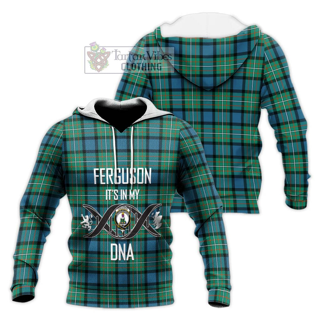 Ferguson (Fergusson) Tartan Knitted Hoodie with Family Crest DNA In Me Style Unisex Knitted Pullover Hoodie - Tartanvibesclothing Shop