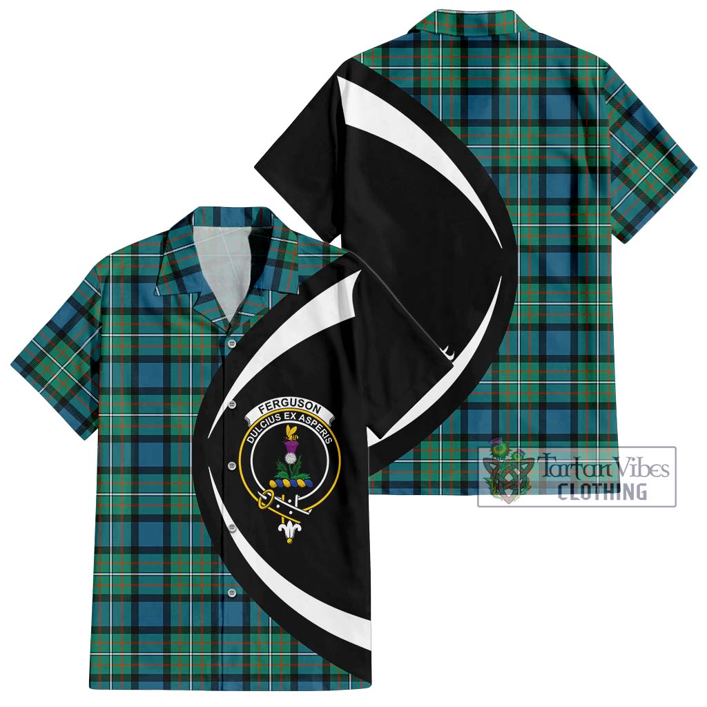 Ferguson (Fergusson) Tartan Short Sleeve Button Up with Family Crest Circle Style Kid - Tartan Vibes Clothing