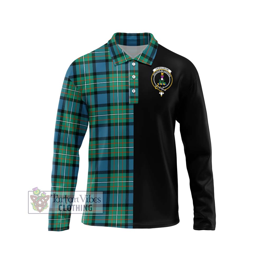 Ferguson (Fergusson) Tartan Long Sleeve Polo Shirt with Family Crest and Half Of Me Style Unisex - Tartanvibesclothing Shop